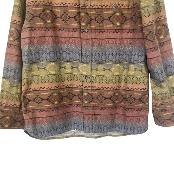 Cabelas Aztec Southwest Patterned Button-Up Shirt Mens Medium Deerskin Soft - Picture 4 of 12